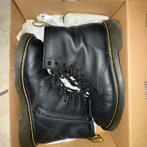Dr. Martens Black Boots with Yellow Stitching